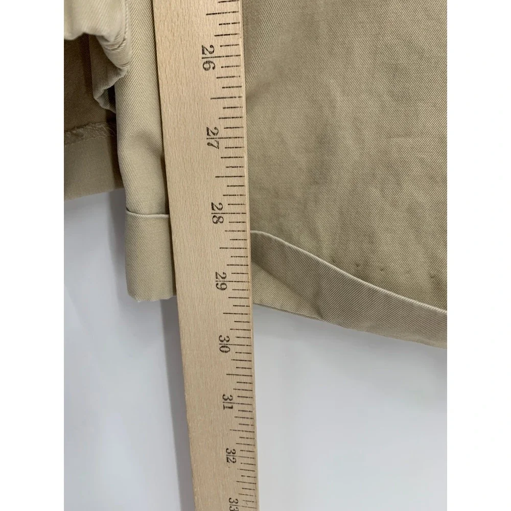 Vintage Polo Ralph Lauren Pants Mens 34x32 Tan Khaki Pleated Cuffed Cotton